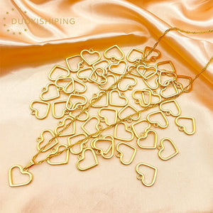 10Pcs Metal Alloy Charms Geometric Hollow Heart Pendants DIY Jewelry Making