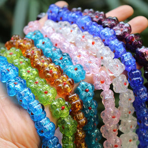 10Pcs 19mm Lampwork Glass Beads Lovely Flower Shape Multi-color DIY