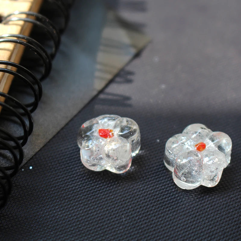 10Pcs 19mm Lampwork Glass Beads Lovely Flower Shape Multi-color DIY