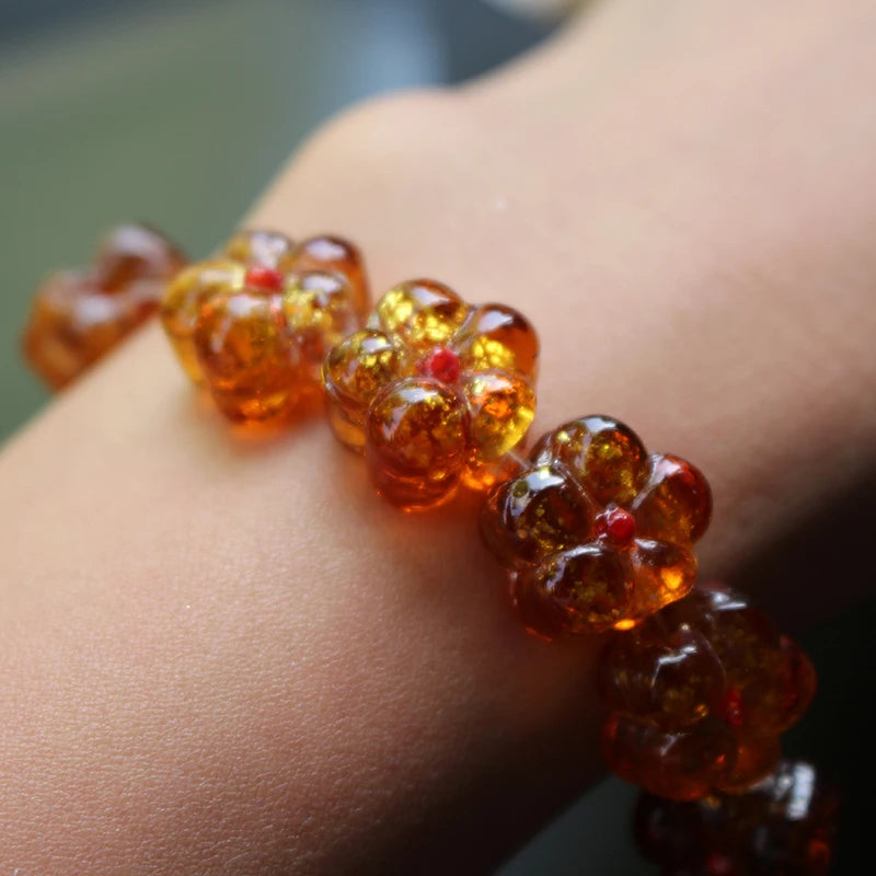 10Pcs 19mm Lampwork Glass Beads Lovely Flower Shape Multi-color DIY