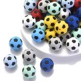 10Pcs 19mm Soccer Silicone Bead DIY Toy Baby Pacifier Chain Necklace Accessory