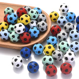 10Pcs 19mm Soccer Silicone Bead DIY Toy Baby Pacifier Chain Necklace Accessory