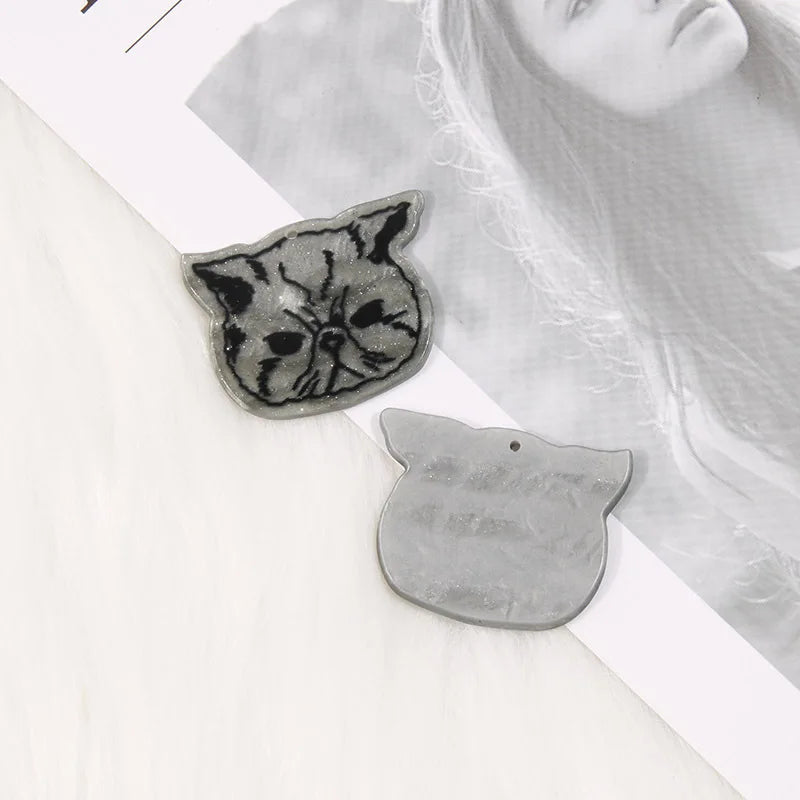10Pcs Acrylic Cat Charms for DIY Jewelry Making