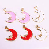 10Pcs Enamel Moon Pendant Women Jewelry Making