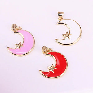 10Pcs Enamel Moon Pendant Women Jewelry Making