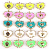 10Pcs Colorful Enamel Heart Smiley Eye Insect Charms Jewelry Necklace For Women