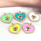 10Pcs Colorful Enamel Heart Smiley Eye Insect Charms Jewelry Necklace For Women