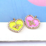 10Pcs Colorful Enamel Heart Smiley Eye Insect Charms Jewelry Necklace For Women