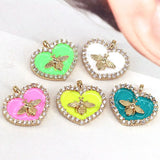 10Pcs Colorful Enamel Heart Smiley Eye Insect Charms Jewelry Necklace For Women
