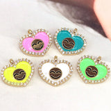 10Pcs Colorful Enamel Heart Smiley Eye Insect Charms Jewelry Necklace For Women