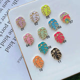 10Pcs Enamel Heart Key Leaf Charms for DIY Jewelry Making