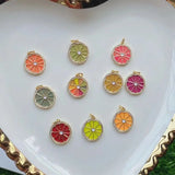 10Pcs Enamel Heart Key Leaf Charms for DIY Jewelry Making