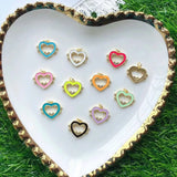 10Pcs Enamel Heart Key Leaf Charms for DIY Jewelry Making