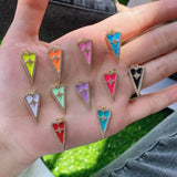 10Pcs Enamel Heart Key Leaf Charms for DIY Jewelry Making