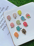 10Pcs Enamel Heart Key Leaf Charms for DIY Jewelry Making