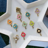 10Pcs Enamel Heart Key Leaf Charms for DIY Jewelry Making