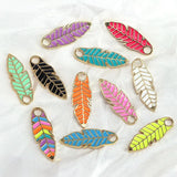 10Pcs Leaf Shape Enamel Pendant DIY Necklace Earring