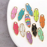 10Pcs Leaf Shape Enamel Pendant DIY Necklace Earring