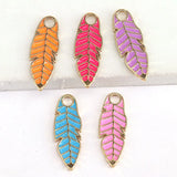 10Pcs Leaf Shape Enamel Pendant DIY Necklace Earring