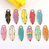 10Pcs Leaf Shape Enamel Pendant DIY Necklace Earring
