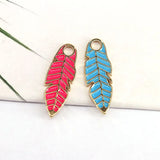 10Pcs Leaf Shape Enamel Pendant DIY Necklace Earring