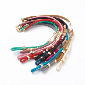 10Pcs Braided Nylon Cord Bracelet Kit with Brass End Cover for DIY Jewelry