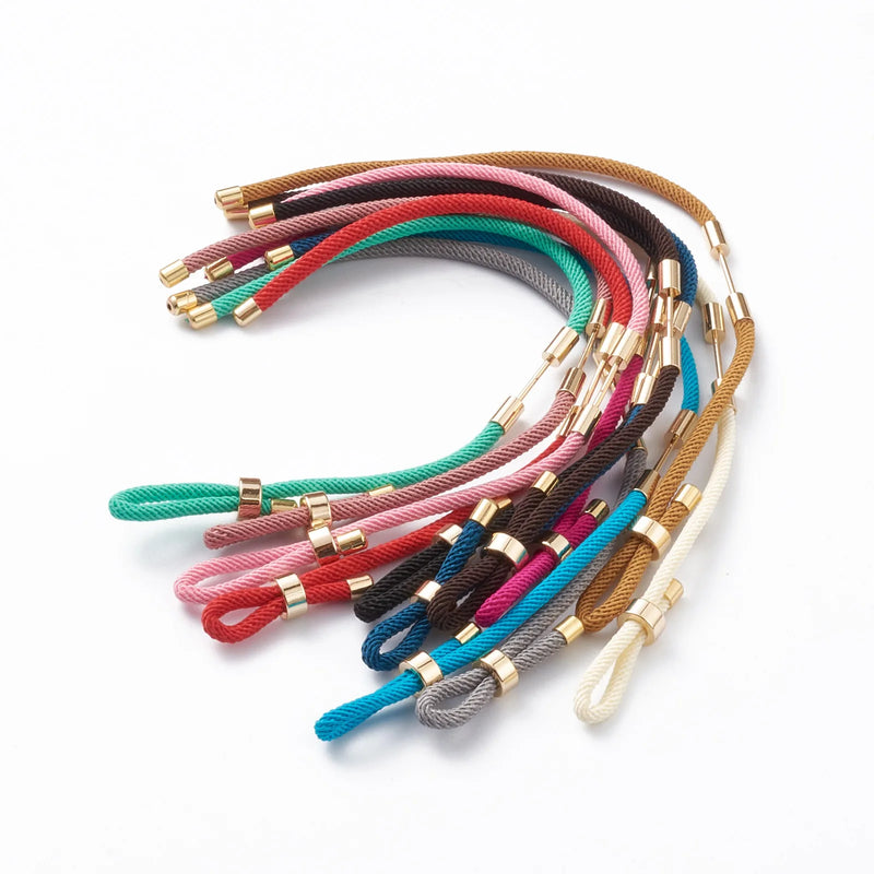 10Pcs Braided Nylon Cord Bracelet Kit with Brass End Cover for DIY Jewelry