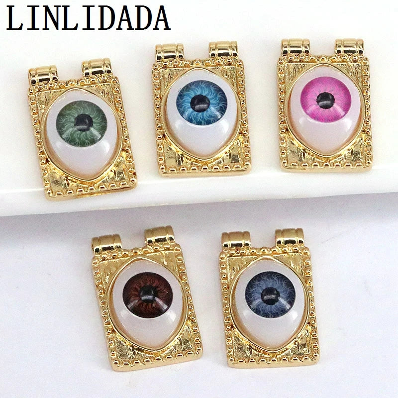 10Pcs Rectangle Eye Charm Pendant for Necklace Jewelry Making
