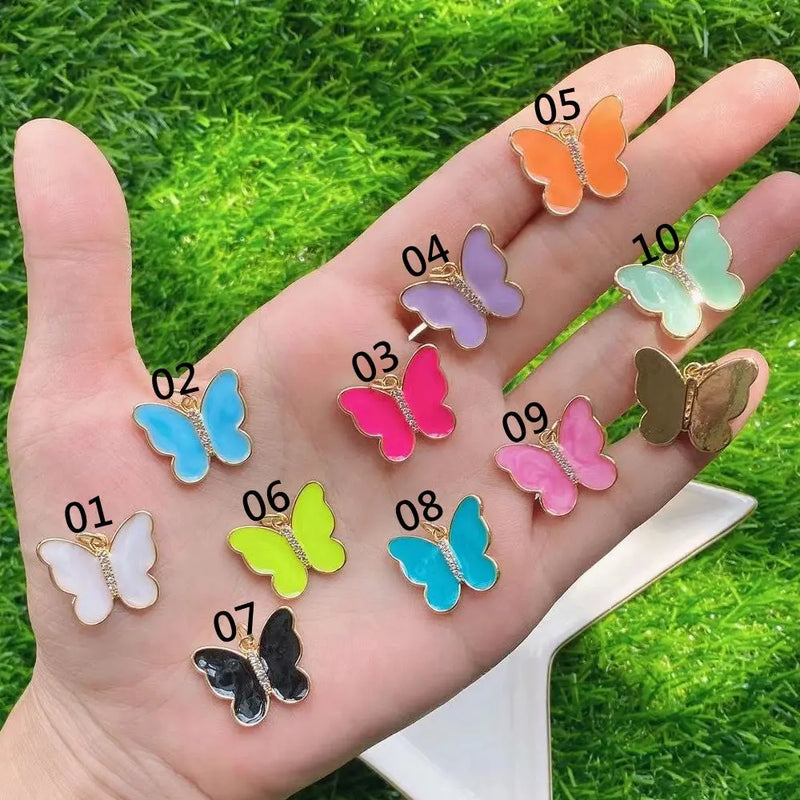 10Pcs Colorful Enamel Butterfly Charms Pendant For Women Jewelry