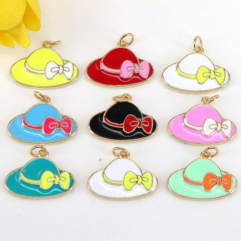 10Pcs Enamel Hat Charms for Bracelet Making, DIY Jewelry Accessories