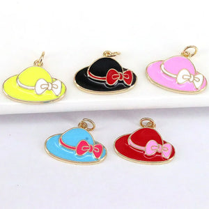 10Pcs Enamel Hat Charms for Bracelet Making, DIY Jewelry Accessories
