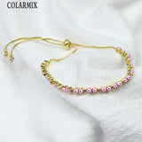 Colorful Eyes Bracelet Jewelry for Women Enamel Plated Brass Boho Style