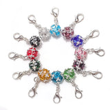 10Pcs Round Zircon Crystal Beads for DIY Jewelry Making with Lobster Clasp