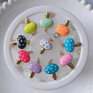 10Pcs Candy Enamel Mushroom Pendant Chokers for Women Girls