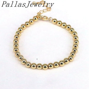 10Pcs Brass Plated Ball Bead Bracelet Charms Women Jewelry