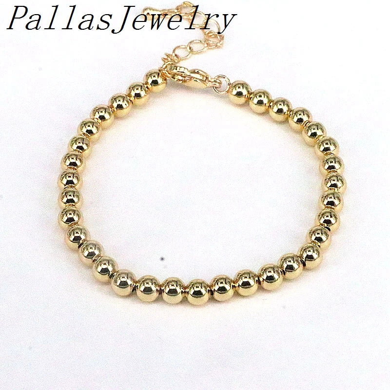 10Pcs Brass Plated Ball Bead Bracelet Charms Women Jewelry