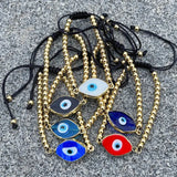 10Pcs Women Lucky Eye Bracelet With Golden Plated Beads & Turkey Glass Eyes