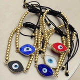 10Pcs Women Lucky Eye Bracelet With Golden Plated Beads & Turkey Glass Eyes