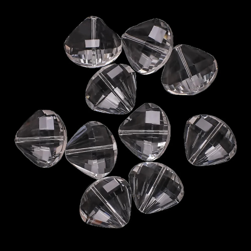 10Pcs 20MM Heart Shape Glass Flat Crystal Beads for Jewelry Making DIY Crafts