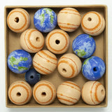 10Pcs 20mm 30mm Earth Mars Starry Sky Print Wooden Bead Round Balls