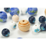 10Pcs 20mm 30mm Earth Mars Starry Sky Print Wooden Bead Round Balls