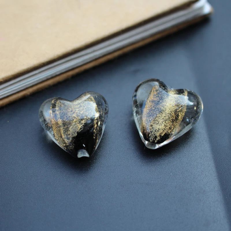 10Pcs 20mm Heart Shape Lampwork Glass Beads Multi-Color for Jewelry DIY