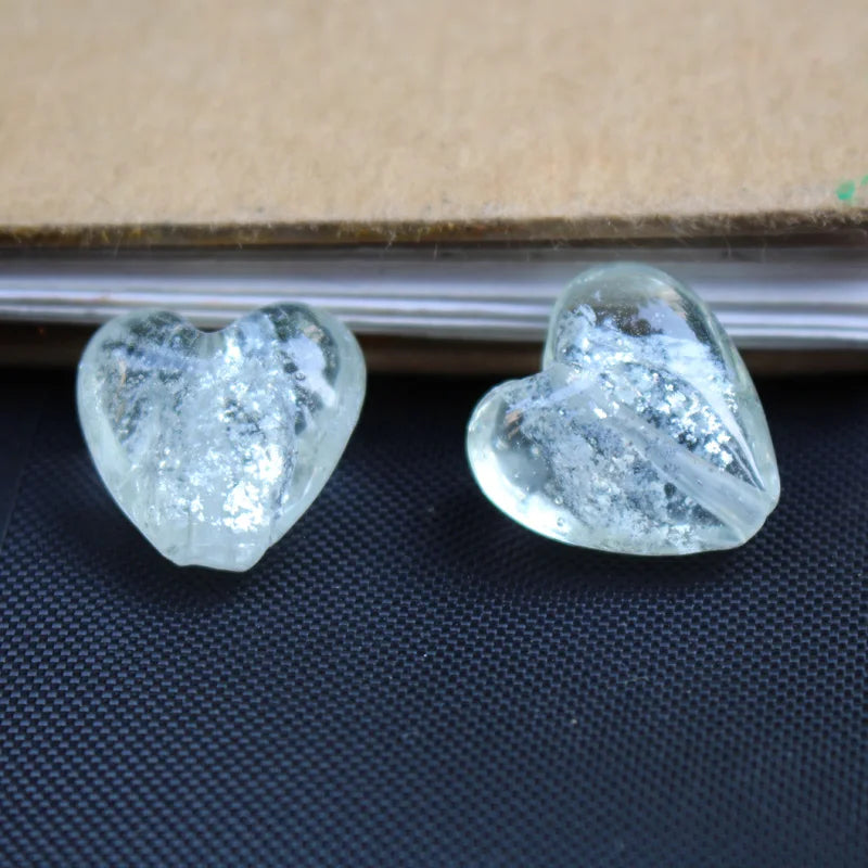 10Pcs 20mm Heart Shape Clear Lampwork Glass Beads for Jewelry DIY