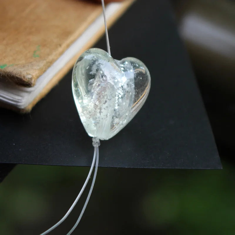 10Pcs 20mm Heart Shape Clear Lampwork Glass Beads for Jewelry DIY