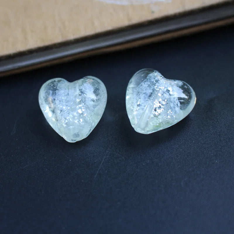 10Pcs 20mm Heart Shape Clear Lampwork Glass Beads for Jewelry DIY