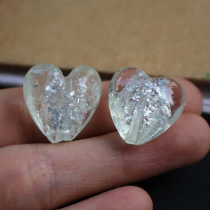 10Pcs 20mm Heart Shape Clear Lampwork Glass Beads for Jewelry DIY