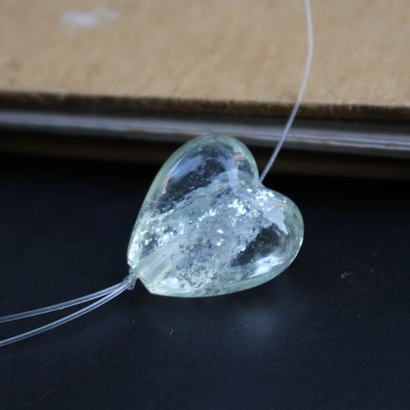 10Pcs 20mm Heart Shape Clear Lampwork Glass Beads for Jewelry DIY
