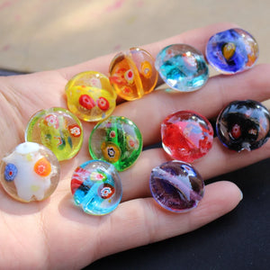 10Pcs 20mm Lampwork Glass Flower Beads Multi-Color for Jewelry Making DIY