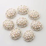 10Pcs 20mm Round Flower Rhinestone Pink Pearl Buckle DIY Jewelry Accessories