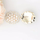 10Pcs 20mm Round Flower Rhinestone Pink Pearl Buckle DIY Jewelry Accessories
